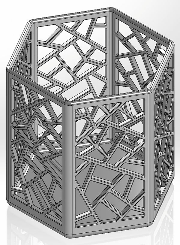 Hexagonal Pencil Holder with Rectangular Patterns