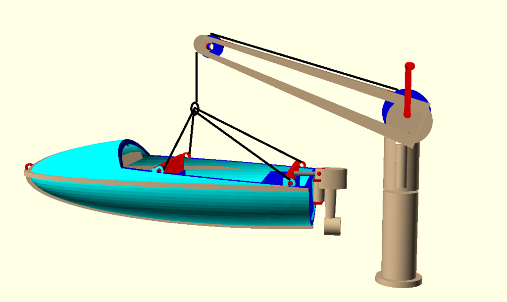 Lifeboat with outboard motor and davit - Boat clothes for boys