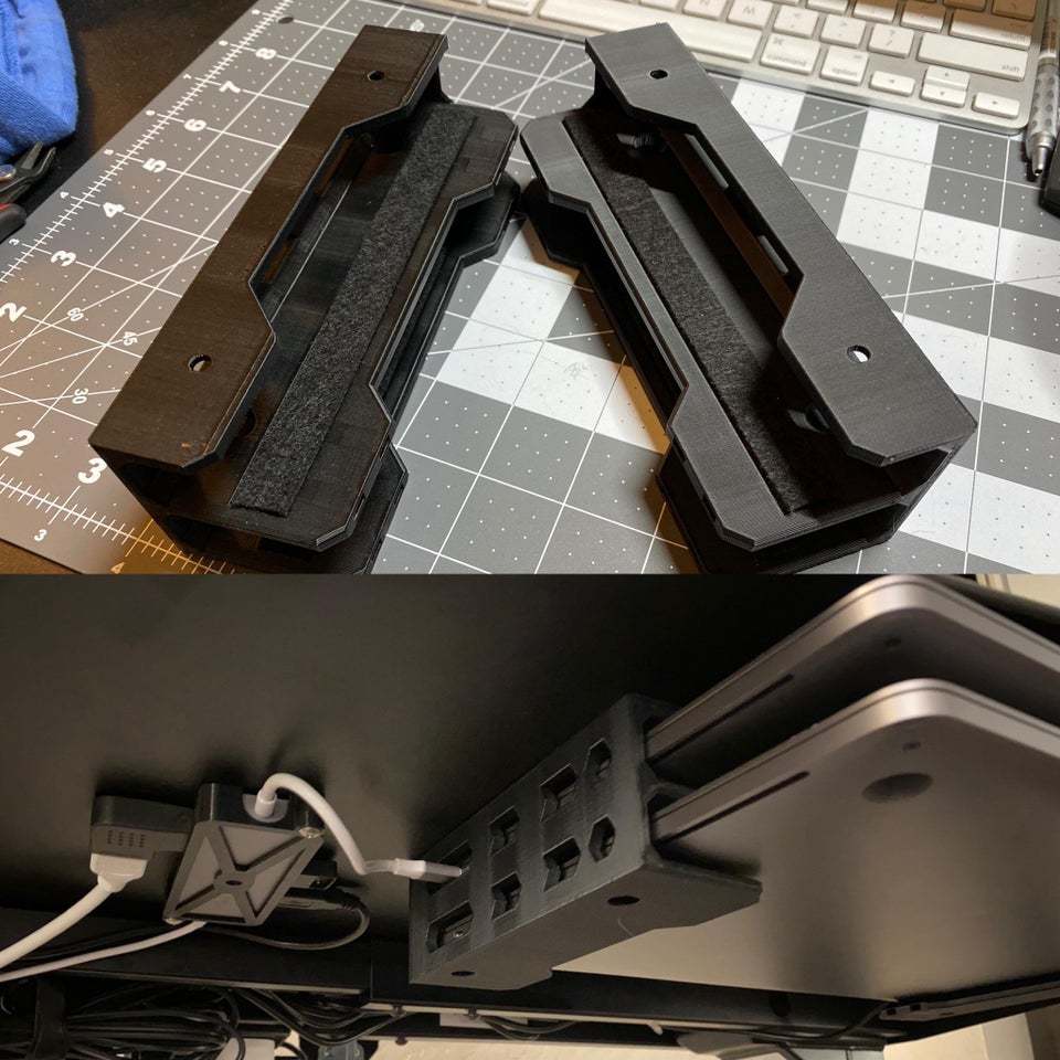 Double Laptop Under-Desk Holder with Filament Spacers