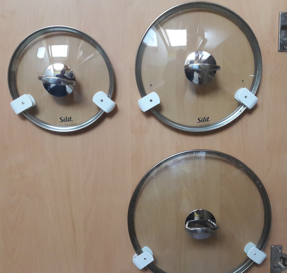 Practical Lid Holder for Pot Lids in the Kitchen Cabinet