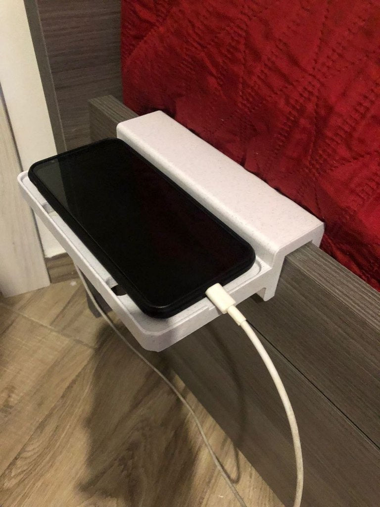 Universal bedside table phone shelf