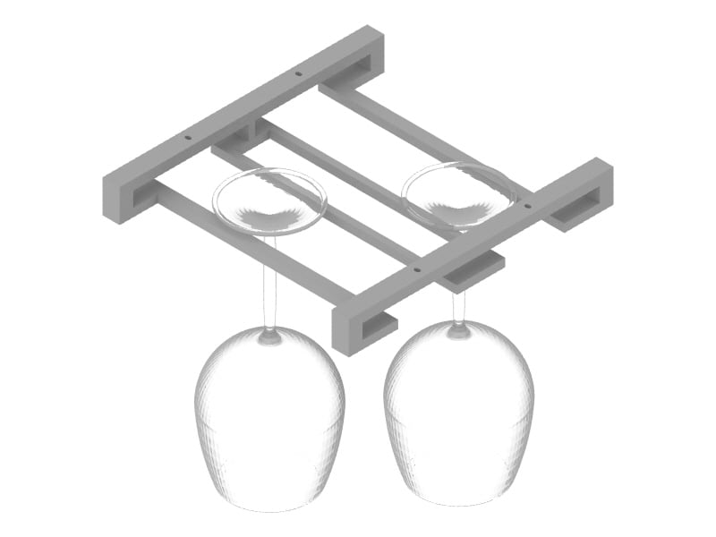 Discrete Wine Glass Rack for Under the Cabinet