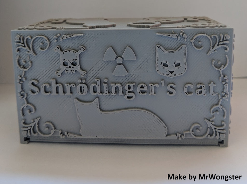 Schrödinger's Cat 3D print, physical demonstration of quantum mechanics theory