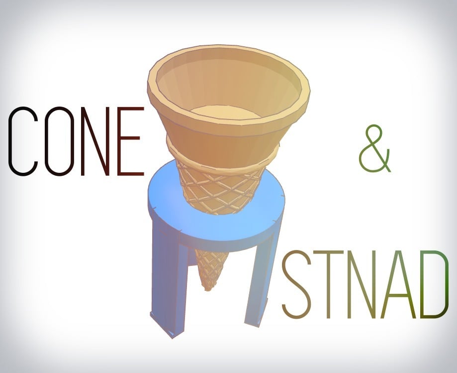 Easy-to-wash ice cream cone with stand
