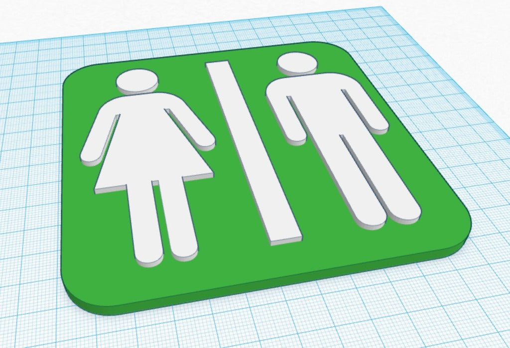 Toilet sign with male/female figures