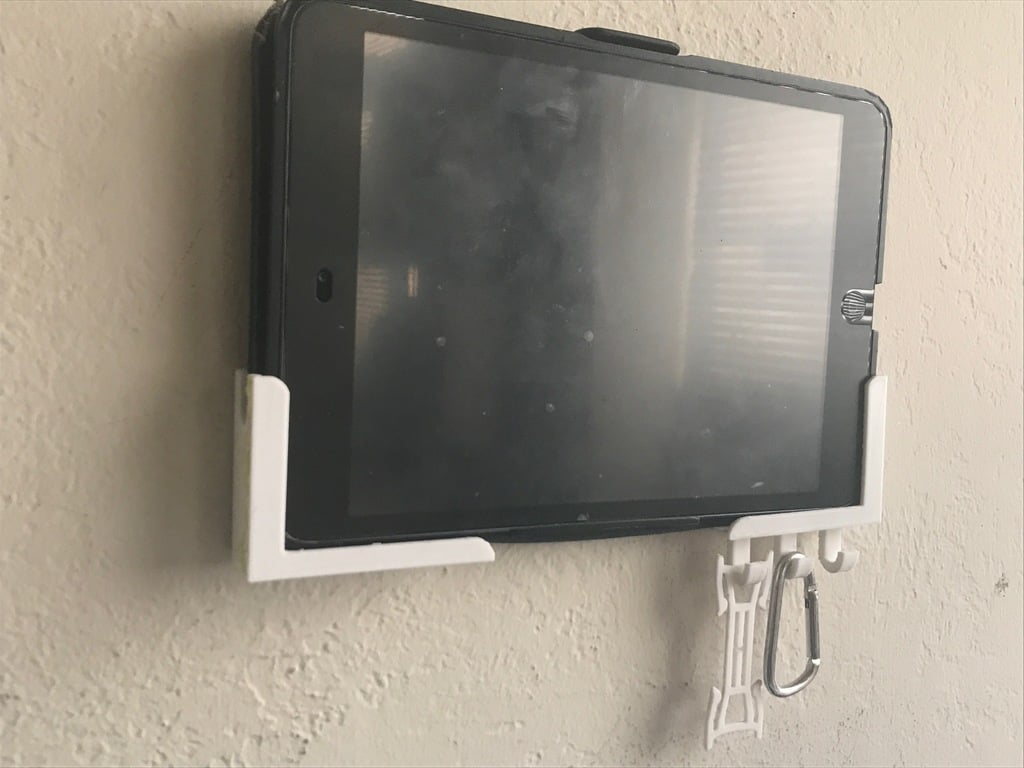 Two-part iPad mini wall mount with hooks