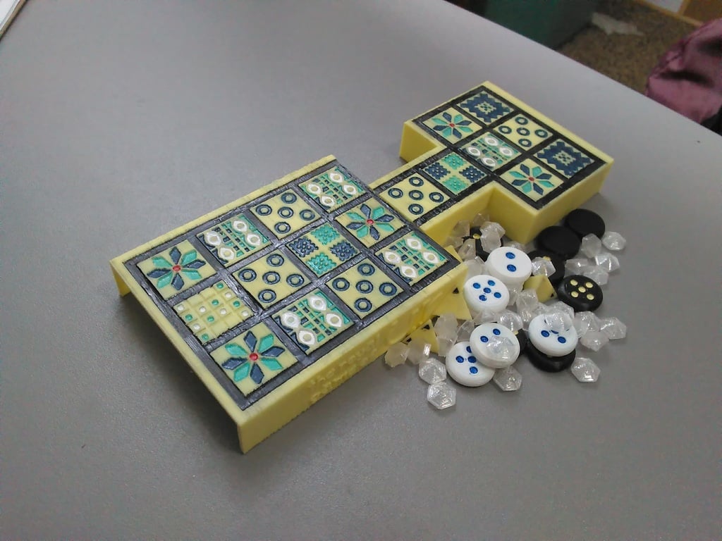 Royal Game of Ur with Hinged Table for Storage