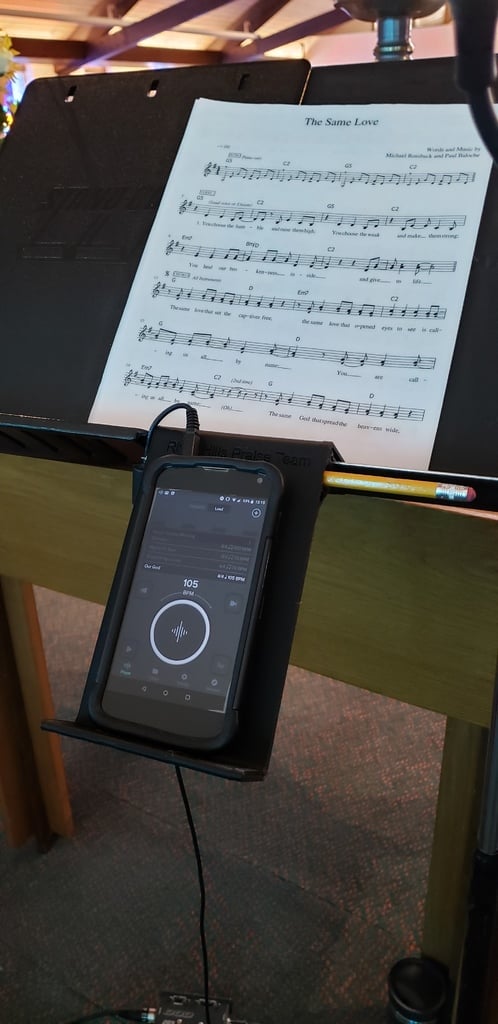 Music stand for mobile phone holder with pencil holder