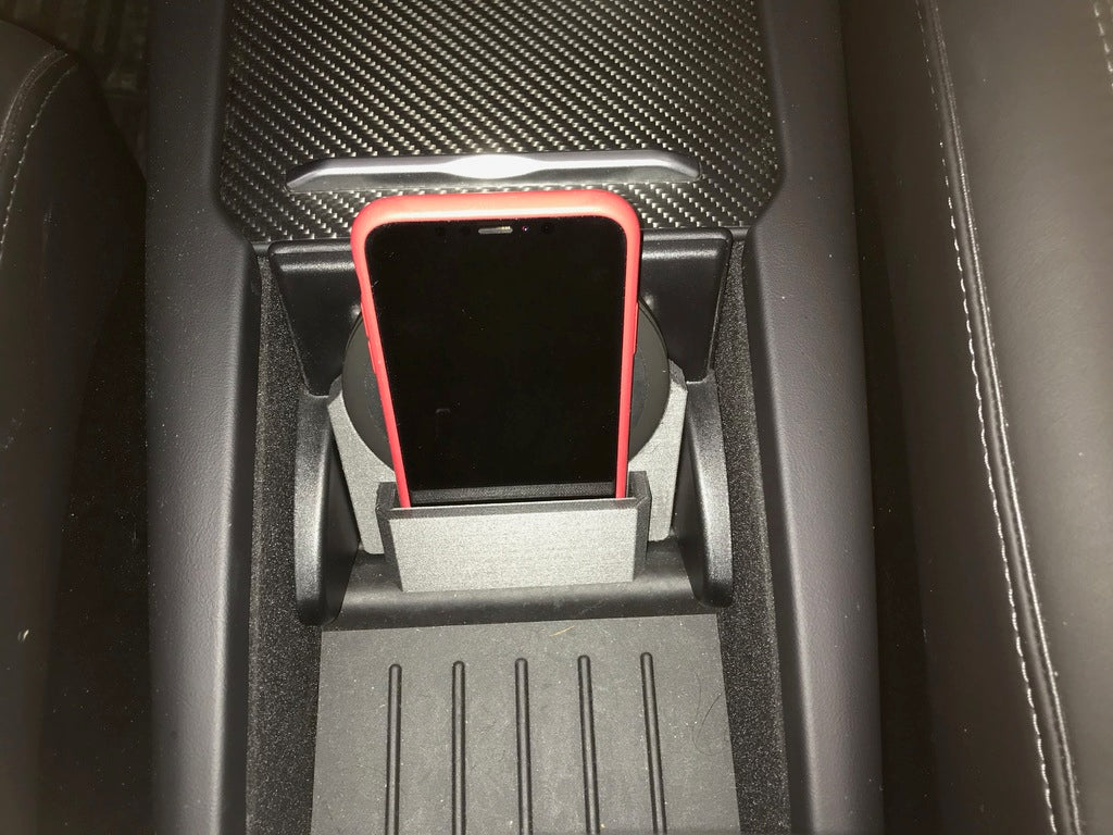 Tesla Model-X Center Console Base for iPhone and Qi Wireless Charger