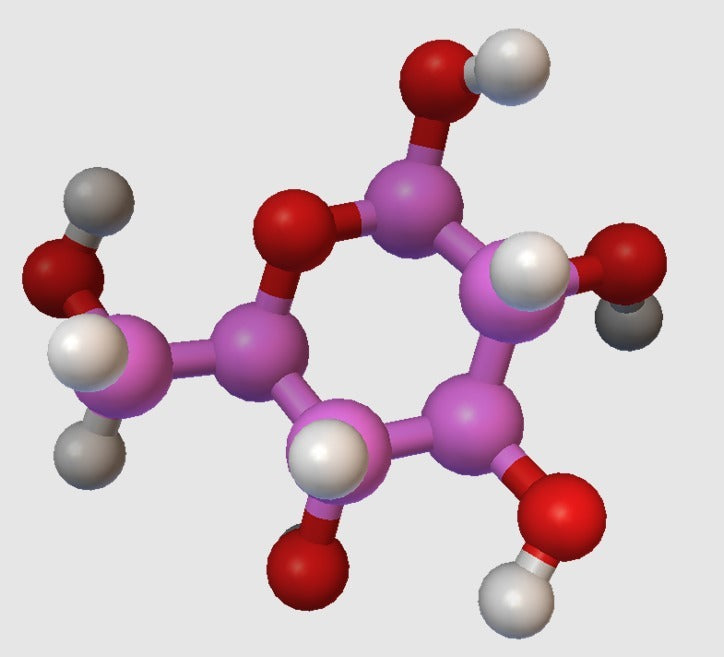 Molecular model of Glucose on an atomic scale