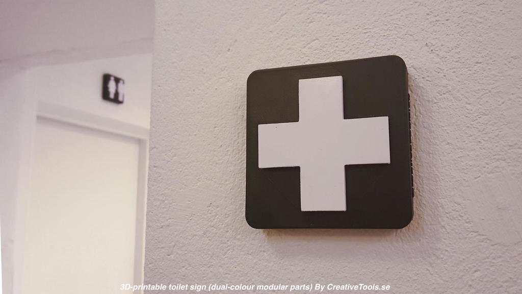 Double-coloured toilet signs with modular parts