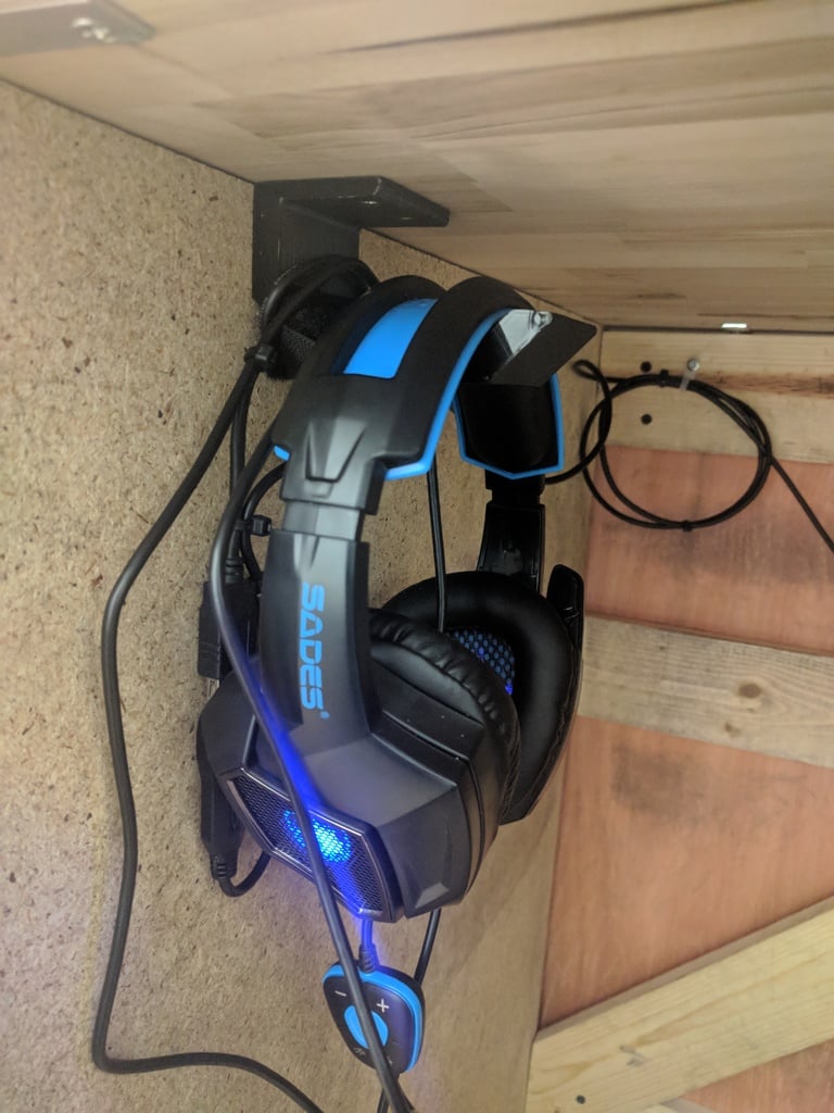 Under-desk hook for headphones