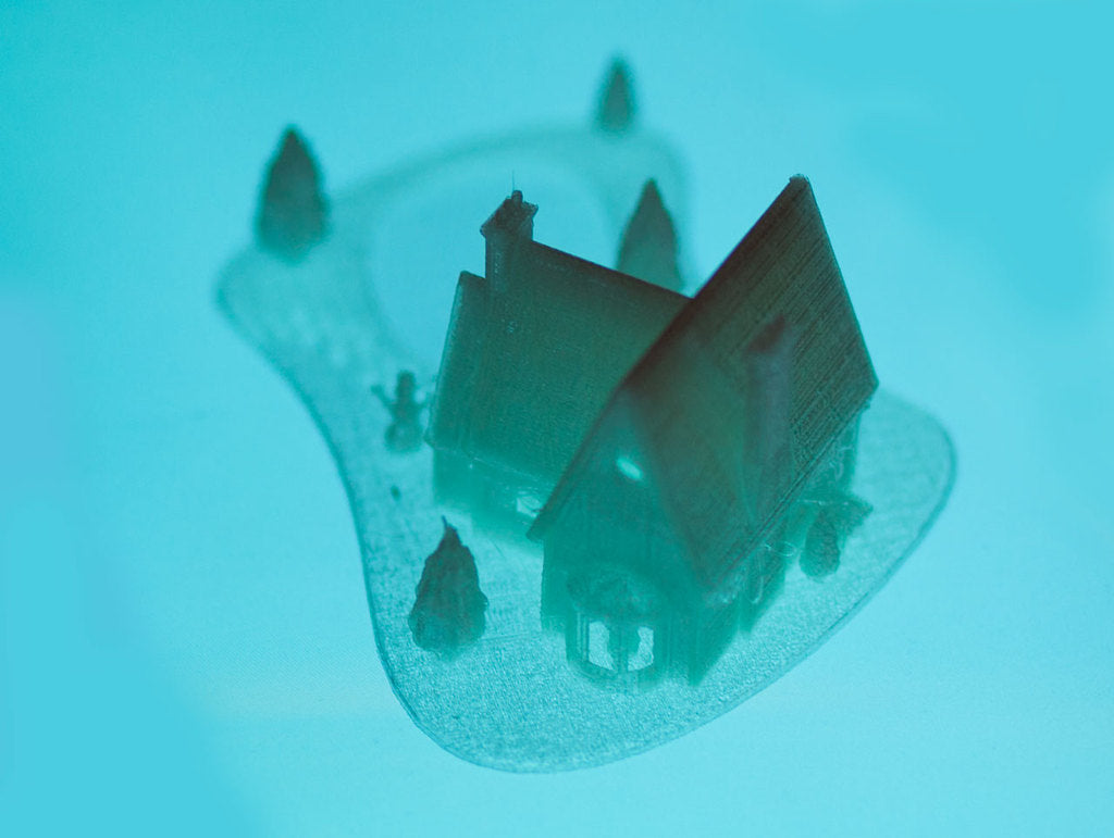 3D-Printed Christmas House with Frozen Lake