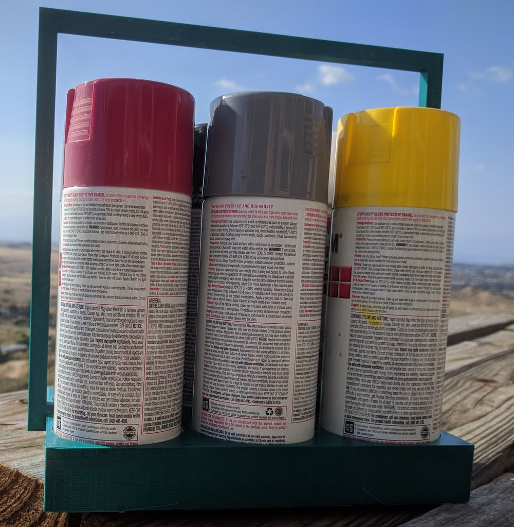 Spray paint can holder for six cans