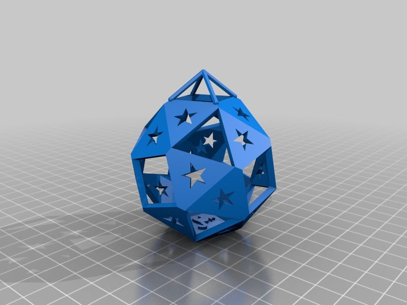 Truncated Octahedron Holiday Ornaments with stars, snowflakes and cat motifs