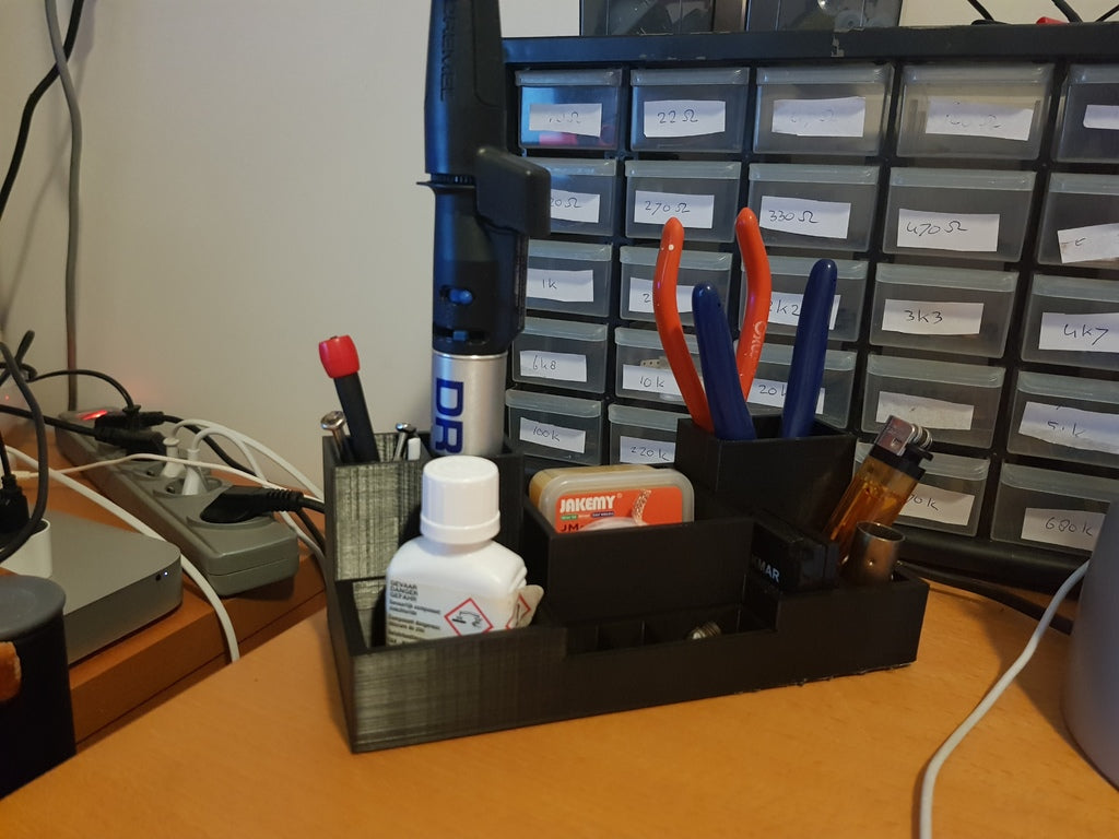 Small Tool Desk Organizer with Lid for Electronics and Soldering Equipment