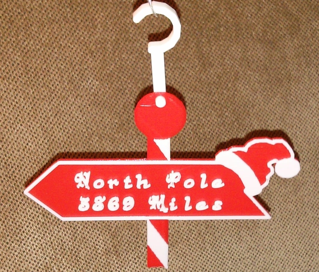 Custom sign with distance to the North Pole