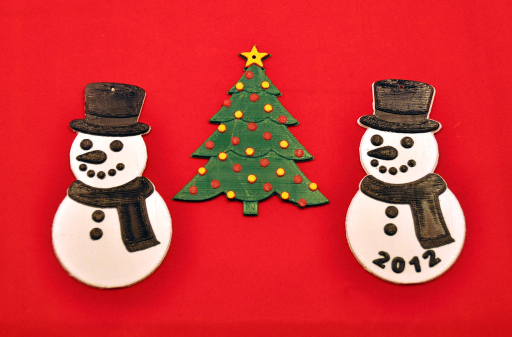 Snowman and Christmas Tree Ornaments