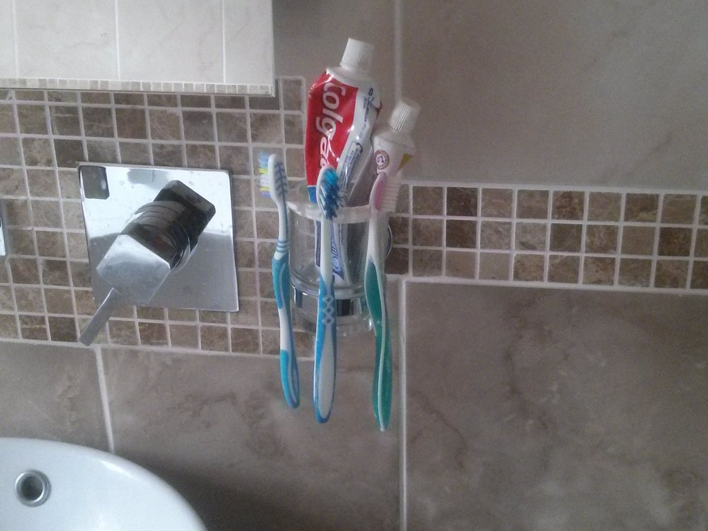 Bathroom soap dish and toothbrush holder