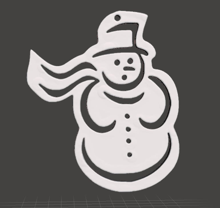 Christmas Tree Ornament - Flat Snowman