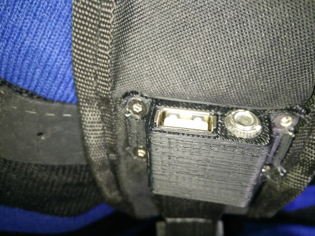 Backpack straps with USB and 3.5 mm Jack ports for charging and sound