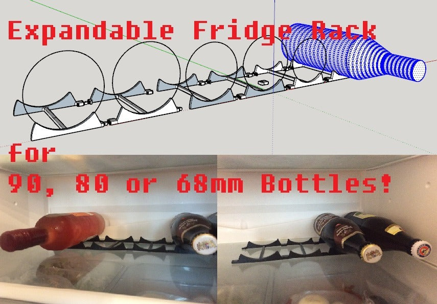 Expandable refrigerator bottle shelf in 3 sizes