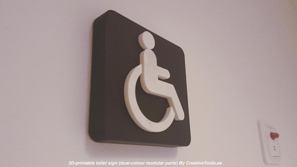 Double-coloured toilet signs with modular parts