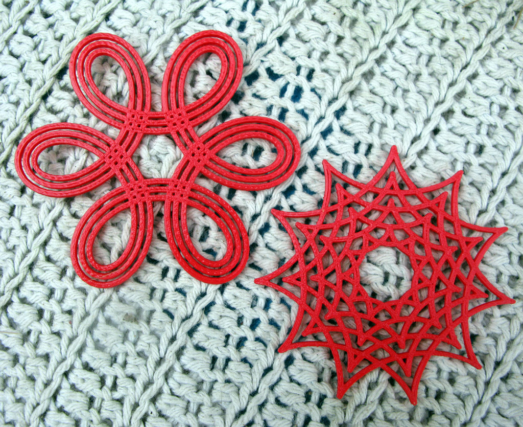 Christmas Ornament Collection with Hypocycloid, Hypotrochoid, Star and Snowflake Ornaments