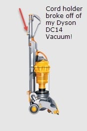 Cord holder for Dyson DC14 Vacuum cleaner