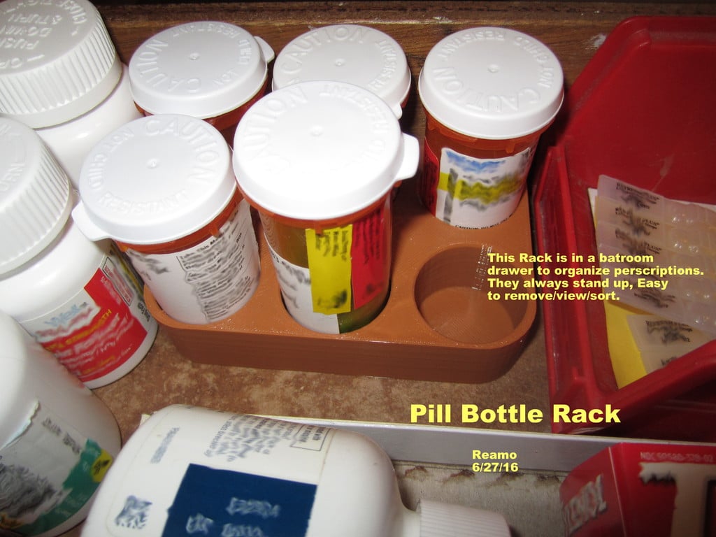 Pill bottle holder for Bathroom and Work Desk