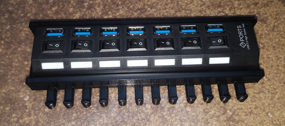 7 Port USB Hub Holder with Wire Guide