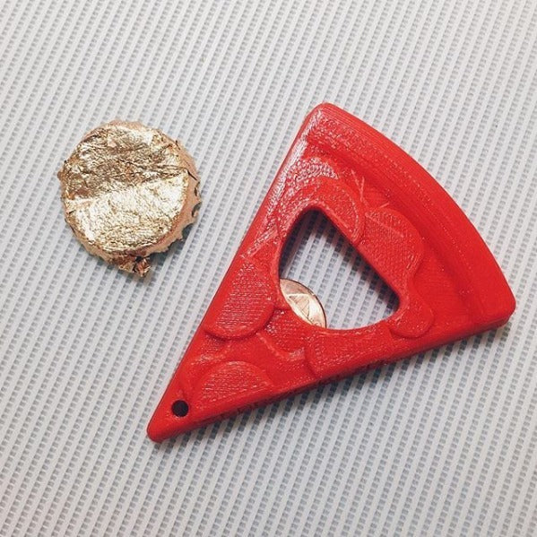 Pizza-shaped bottle opener