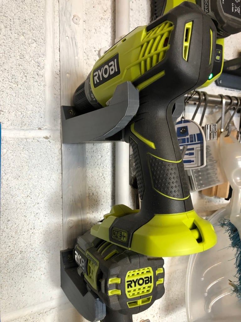 Wall mounted holder for Ryobi drill