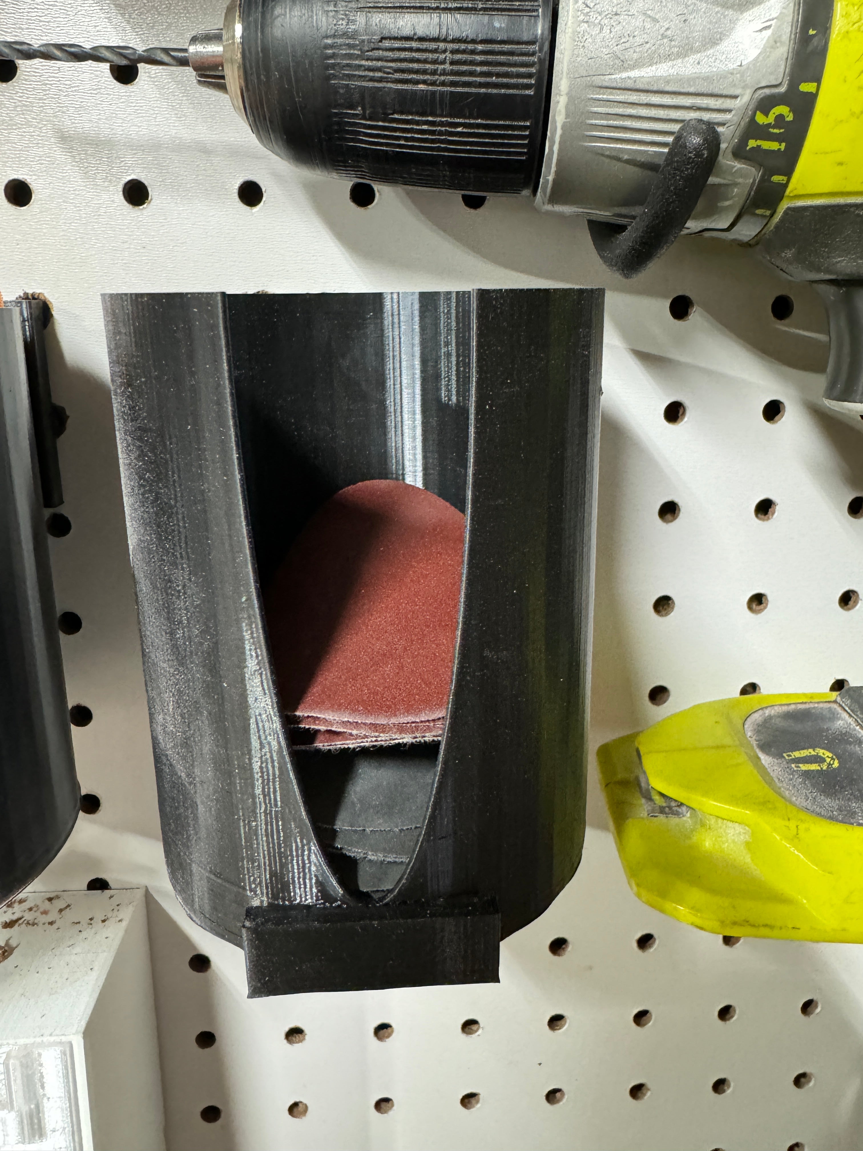 3-inch round sanding pad holder with pegboard mount