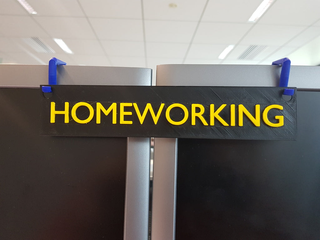 Computer screen signs for Homework and Out of the Office