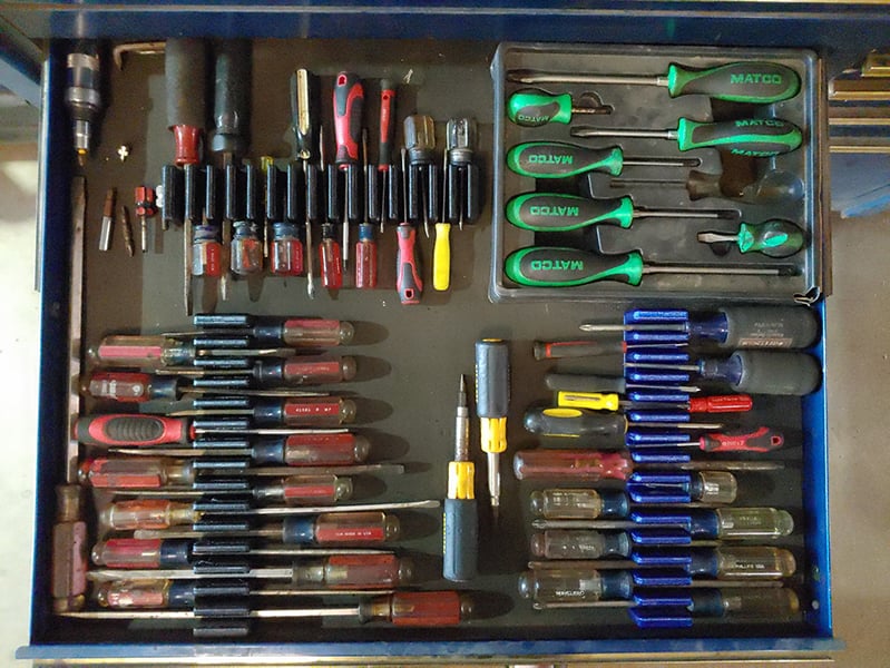 Magnetic screwdriver holder for tool drawer