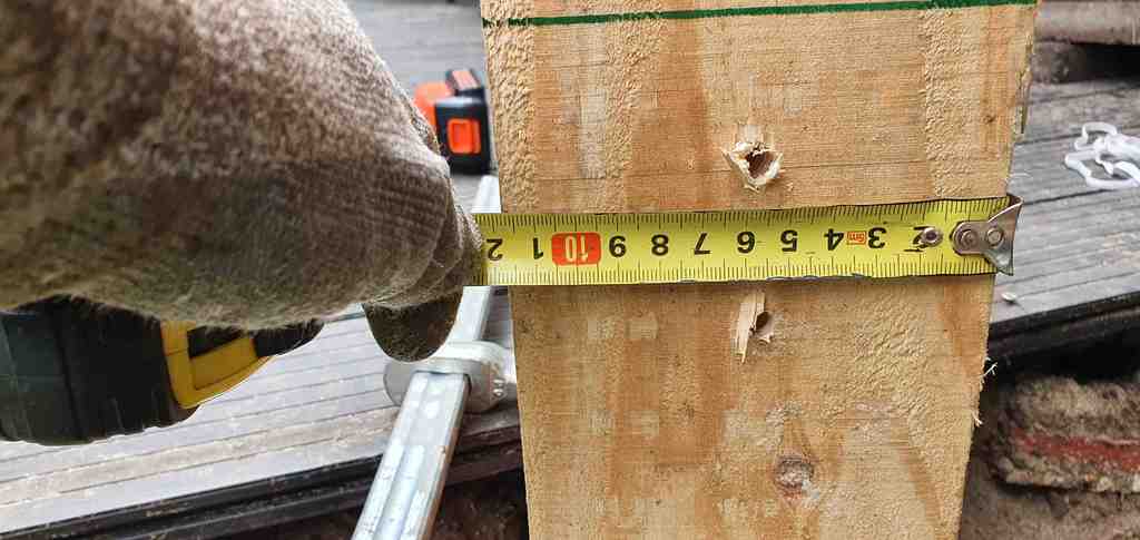 Drilling guide for 12mm Hammock Pergola construction on Douglas beams