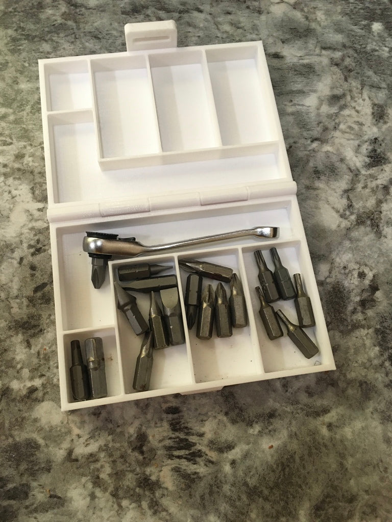 Box for 90 degree screwdriver and small parts