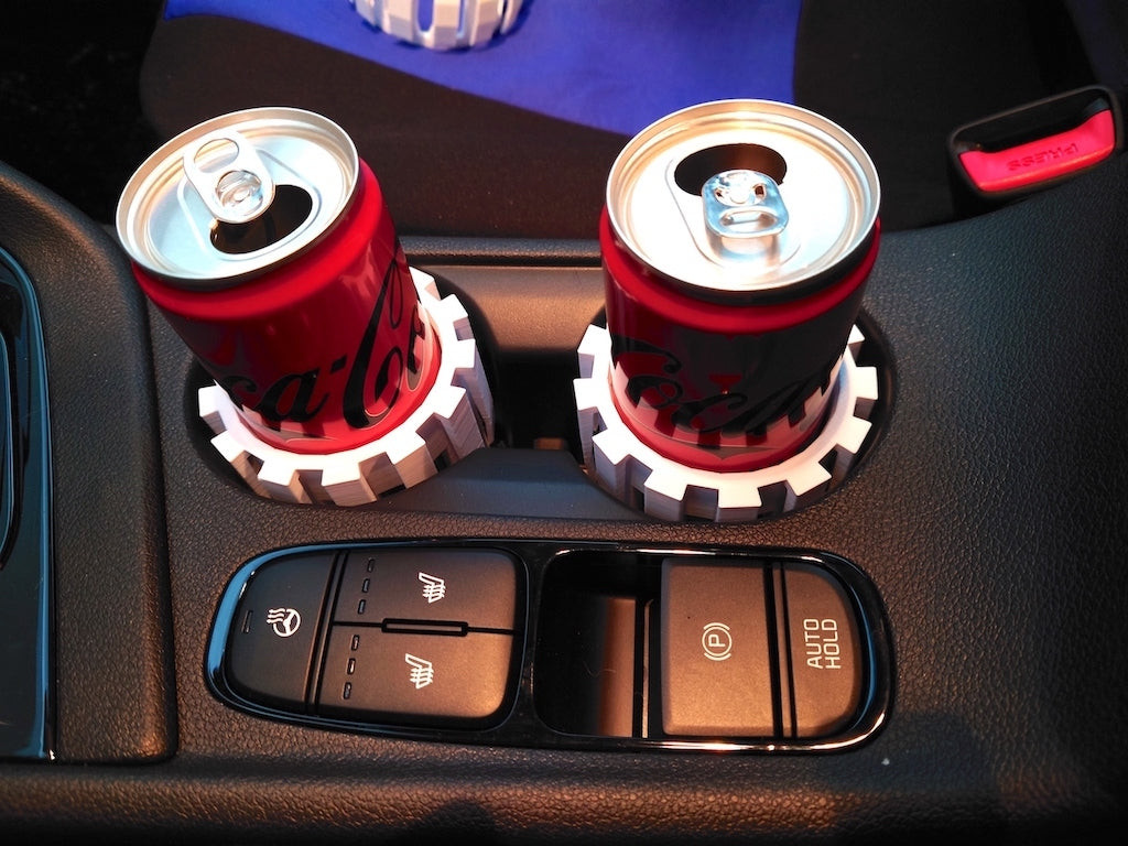 Car cup holder adapter for narrow Coca Cola cans