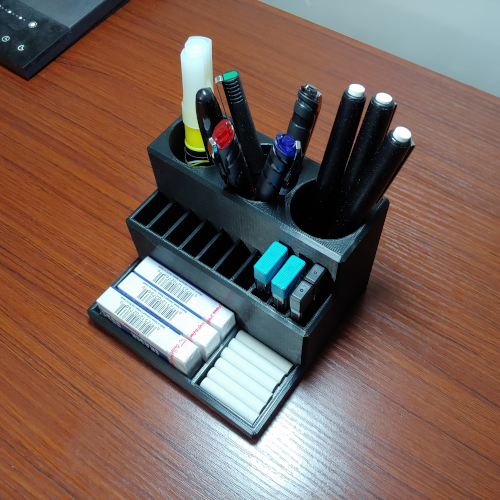Small desk organizer for pencils, pens and erasers