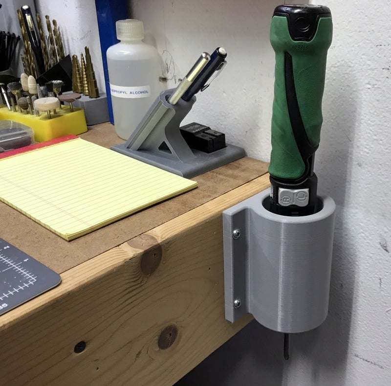 Wall-mounted holder for Hitachi/Metabo and Milwaukee cordless screwdriver and Moto-tool