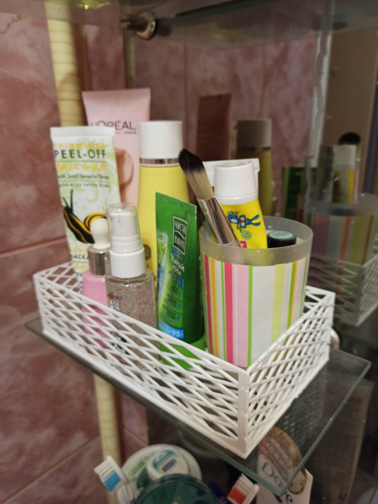 Do-it-yourself bathroom shelf organizer