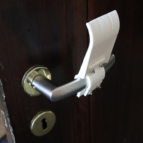 Hands-free door opener for round, elliptical and curved door handles