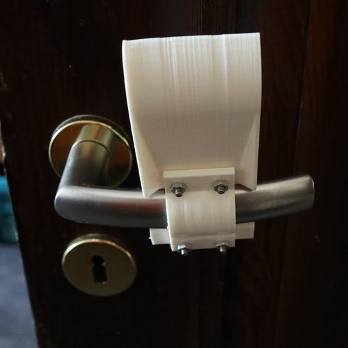 Hands-free door opener for round, elliptical and curved door handles