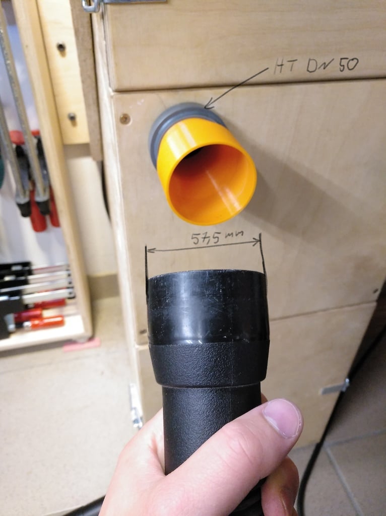DN 50 vacuum adapter for 58 mm hose (Suitable for Metabo, Makita and Nilfisk)
