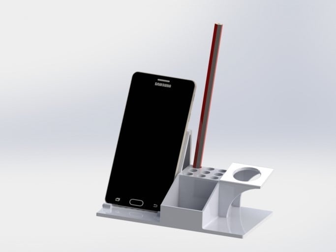 Desk organizer with phone, pen and watch holder