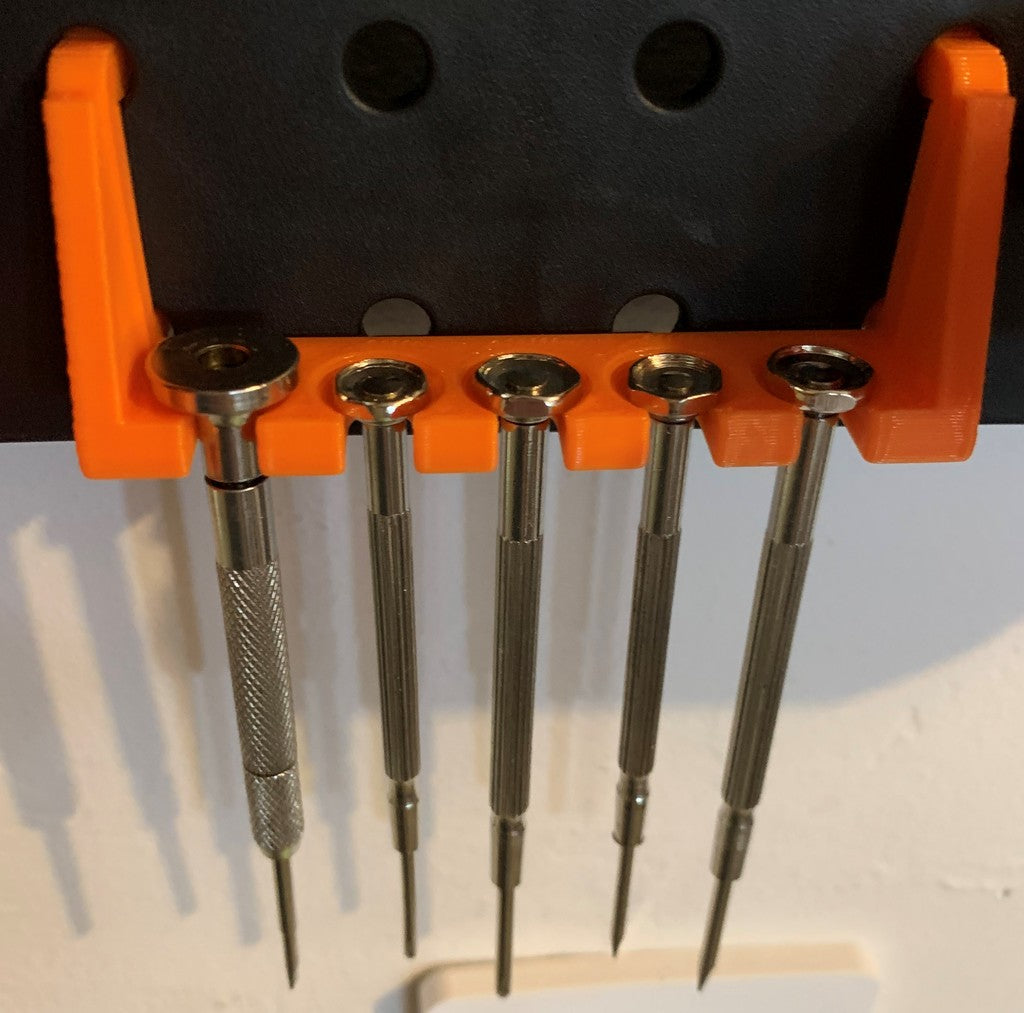 Precision screwdriver holder for Pegboard