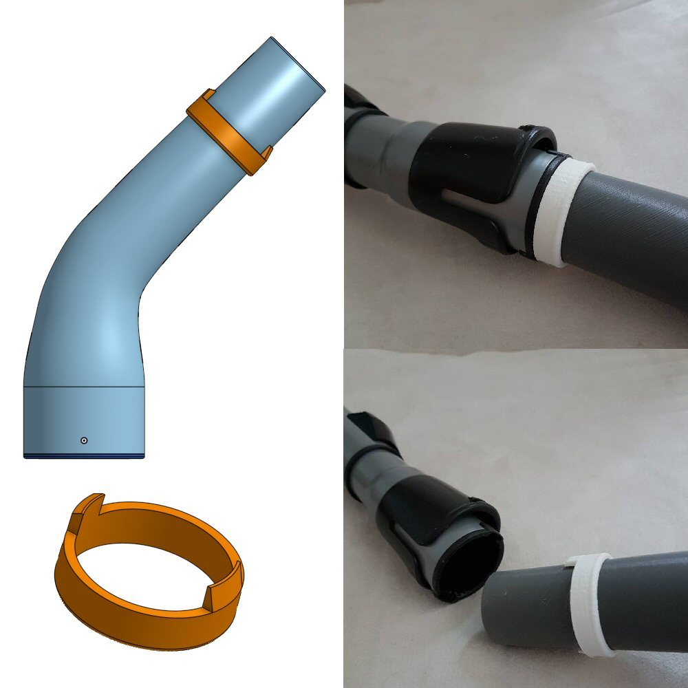 Swivelling vacuum hose connector for 35mm and 40mm hoses