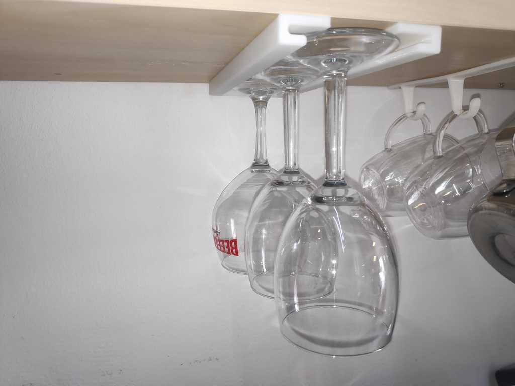Wine Glass Rack for Underlying Shelf