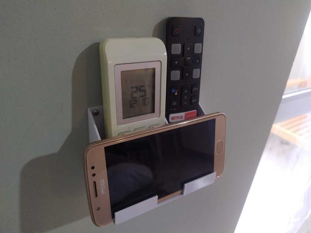 Wall Mounted Remote Control Holder with Phone Holder